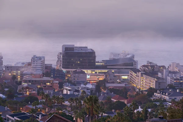Kaapstad Uitzicht Stad Van Het Bouwen Van Lichten Een Koude — Stockfoto