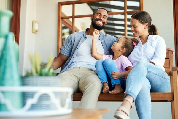 She Thinks Look Santa Beard Happy Family Relaxing Together Home — стоковое фото