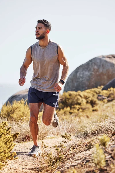 Boundaries Made Pushed Full Length Shot Handsome Young Man Running — Foto Stock