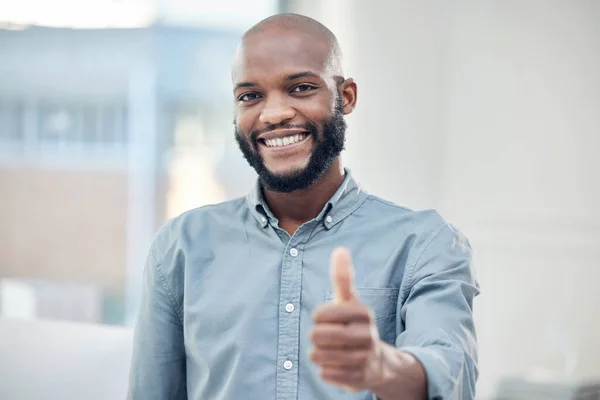 Getting Closer Success Handsome Young Businessman Standing Alone His Office — Zdjęcie stockowe