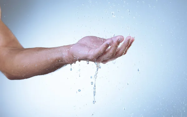 Wash Your Palms Lessen Germs Studio Shot Unrecognizable Man Holding — Fotografia de Stock