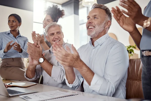 Youve Made Boss Happy Youve Made Group Businesspeople Clapping Conference — Foto Stock