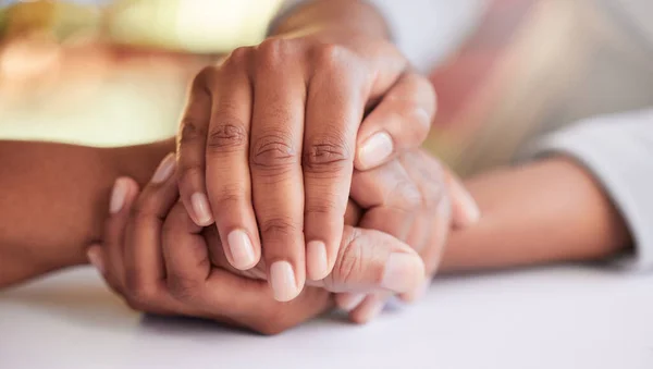 Everyone Needs Little Support Two Unrecognizable People Holding Hands Comfort — Fotografia de Stock