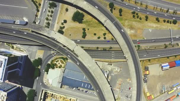 Drone Footage Cars Travelling Freeway City — 비디오