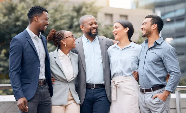 You Always Make Laugh Group Businesspeople Standing Together — Foto Stock