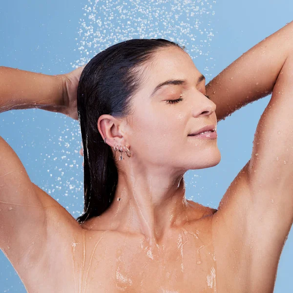 Wash Your Troubles Away Studio Shot Young Woman Taking Shower — Stok fotoğraf