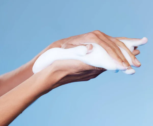 Lather Soft Smooth Skin Studio Shot Unrecognisable Woman Rubbing Soap — Stock fotografie