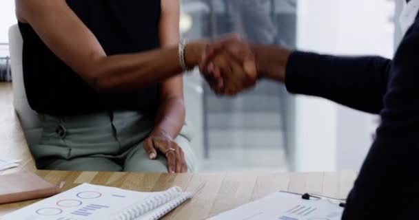 Video Footage Two Businesspeople Shaking Hands Meeting Modern Office — Stockvideo