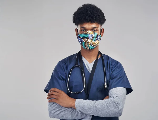 Doktor Olmayabilirsin Ama Maske Takarak Hayat Kurtarabilirsin Gri Bir Arka — Stok fotoğraf
