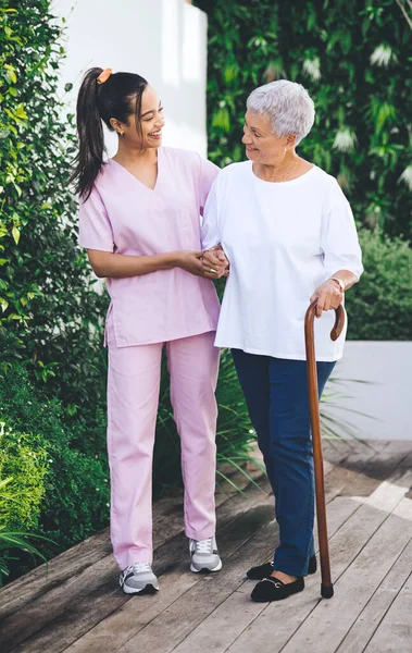 Forever Debt Your Priceless Advice Older Woman Using Walking Stick —  Fotos de Stock