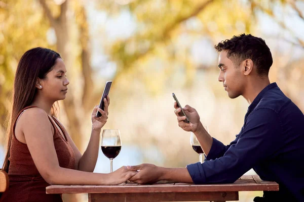 Ready Dinner Someone Special Young Couple Having Wine Date Wine — Photo