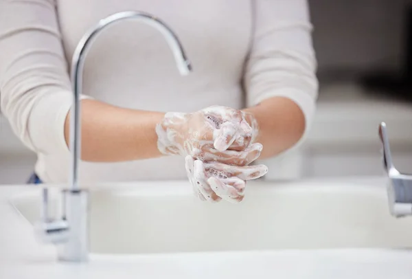 Show Your Hands Some Love Unrecognizable Person Washing Hands Home — Fotografia de Stock