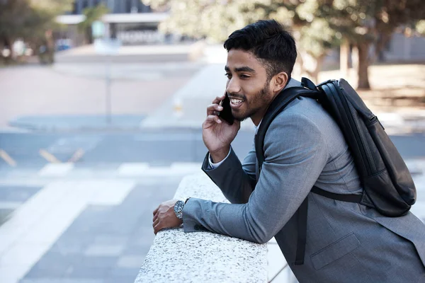 Get Business Calls Any Time Young Businessman Call City —  Fotos de Stock