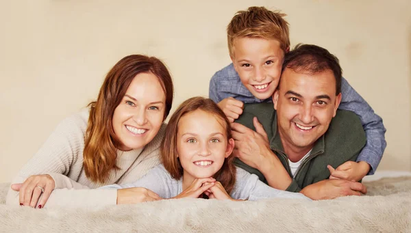 Our Bond Stronger Ever Young Family Lying Bed Together Bonding — Stockfoto