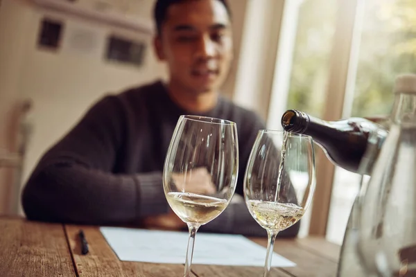 Every Wine Has Different Taste Young Man Out Wine Tasting — kuvapankkivalokuva