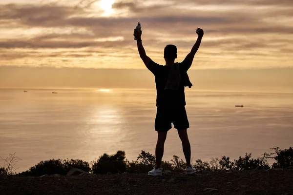 Made Top Successfully Young Man Exercising Nature —  Fotos de Stock