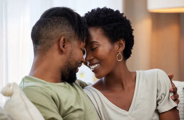 Look Your Eyes See Future Young Couple Bonding While Sitting — Fotografia de Stock