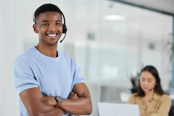 Meet Dedicated Leader Sales Team Portrait Young Businessman Working Call — Stockfoto