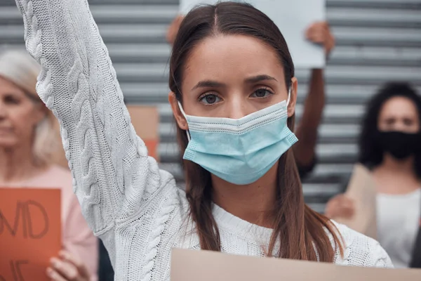 Stand Your Rights Cropped Portrait Attractive Young Woman Holding Sign — Fotografia de Stock