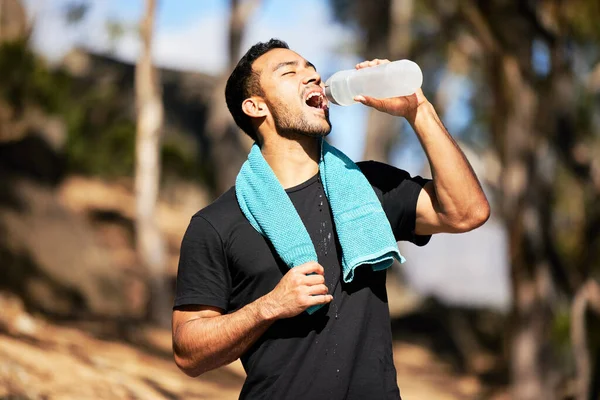 Exercising Best Part Day Man Drinking Water While Out Run — Stok fotoğraf