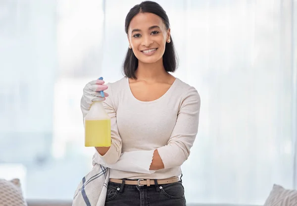 Just Spray Dirt Away Young Woman Cleaning Home — 스톡 사진