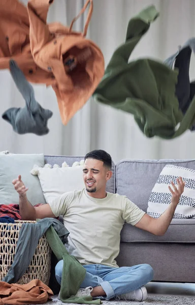 Laundry Never Ending Story Young Man Doing Laundry Home — Photo