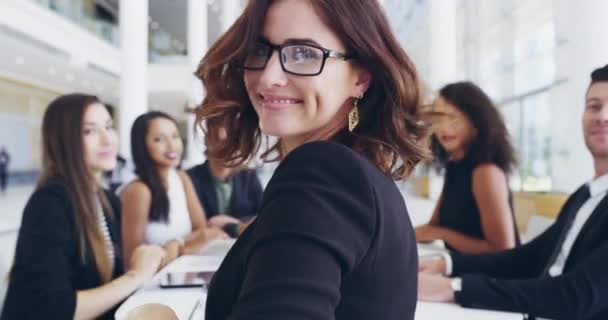Manager Leader Female Boss Leading Diverse Team Executive Business Men — Αρχείο Βίντεο