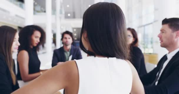 Confident Happy Professional Businesswoman Smiling Meeting Office Portrait Female Sitting — Αρχείο Βίντεο