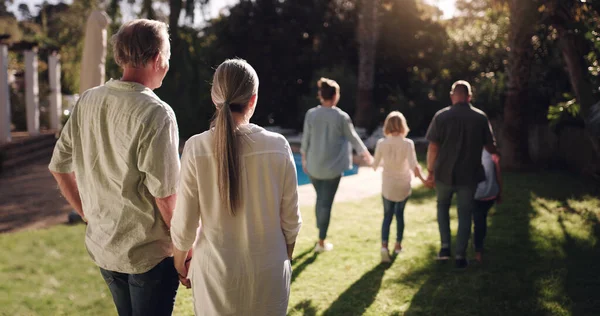 Weve Built Dream Life Together Family Enjoying Sunset Backyard — 스톡 사진