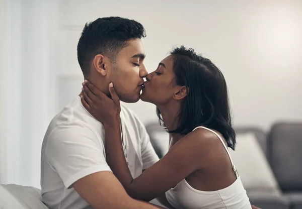 See Sparks Fly Every Time Kiss Young Couple Sharing Intimate — Stockfoto