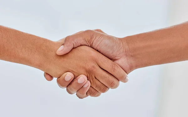 Its Great Meet You Two Unrecognizable People Shaking Hands White — Fotografia de Stock