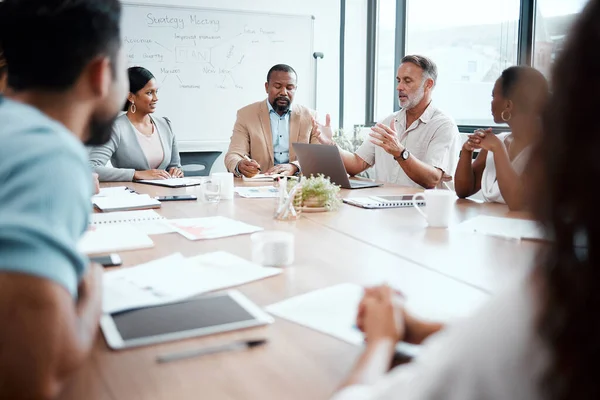 Youll See Here Group Staff Listening Boss Business Meeting — Stok fotoğraf