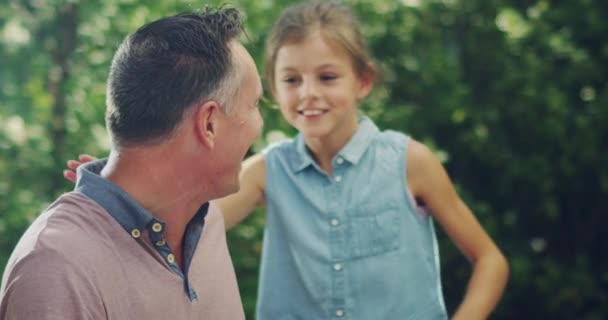 Family Love Father Daughter Happy Together Enjoying Summer Young Excited — Video Stock