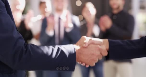Handshake Agreement Partnership Business People Meeting Greeting Closeup Corporate Political — Stock video