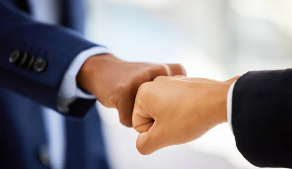 Consider Your Closest Business Ally Two Unrecognisable Businessmen Bumping Fists — Foto Stock