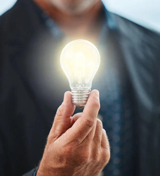 Creative Mind Can Overcome Anything Unrecognisable Businessman Holding Lightbulb —  Fotos de Stock