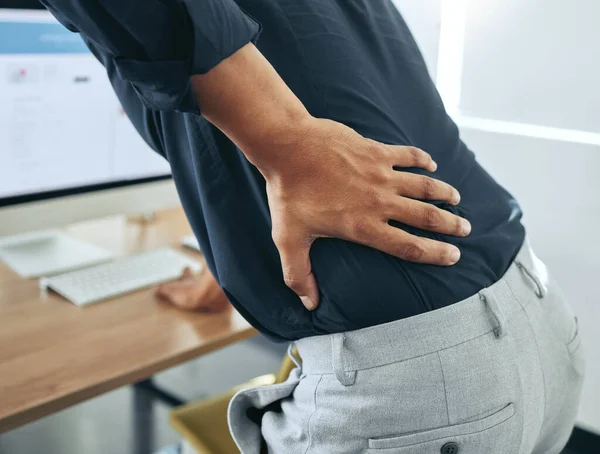 Chiropractor Here Come Unrecognizable Businessman Standing Alone His Office Suffering — Fotografia de Stock