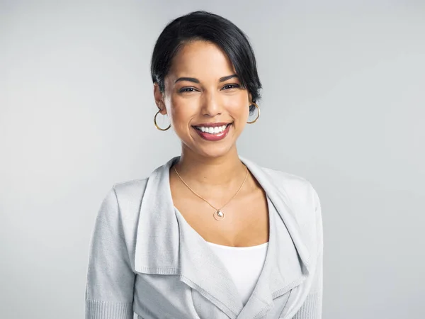 Fortune Sides Positive People Studio Shot Confident Young Businesswoman Posing — Foto Stock