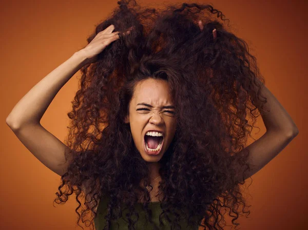 Dont Mind Just Having Bad Hair Day Woman Curly Hair —  Fotos de Stock