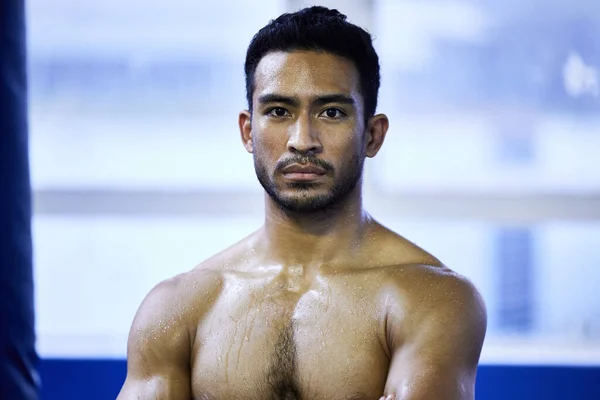 See Pecks Look Amazing Young Man Gym Workout — ストック写真