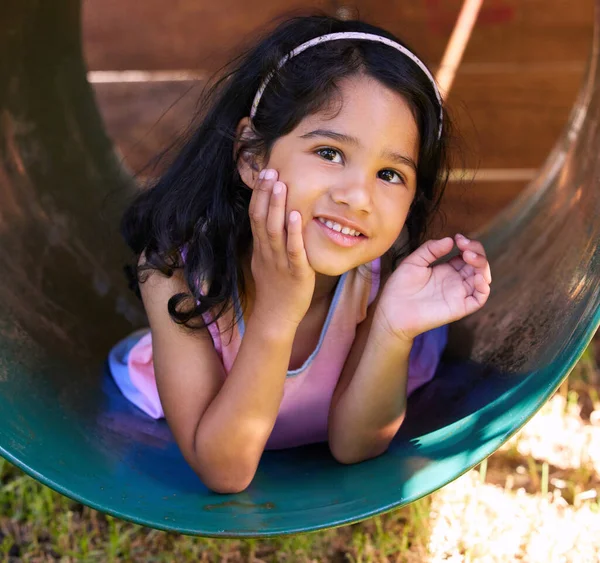 Here Make You Smile Adorable Little Girl Spending Time — ストック写真