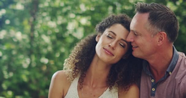Romantic Loving Caring Couple Love Happy Smiling While Enjoying Date — Vídeo de Stock