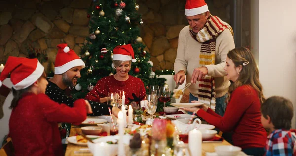 Love Everywhere Time Year Happy Family Having Christmas Lunch Together — Stock Photo, Image