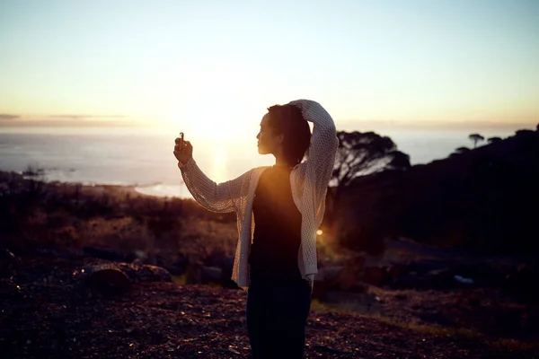 Make Today All You Woman Taking Pictures Her Cellphone While — 스톡 사진