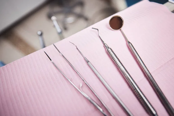 All Set Restore Your Smile Various Dental Tools Table — Stock Photo, Image