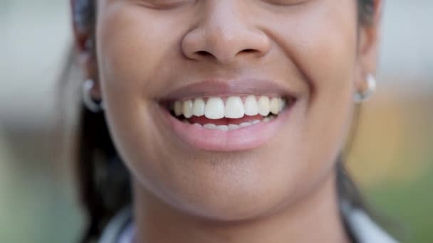 Closeup Face Portrait Happy Woman Smiling Laughing Looking Cheerful While — ストック動画