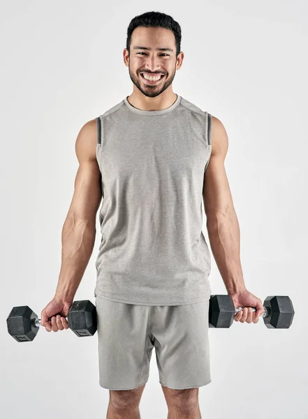 Reasons Workout Gains Gains Gains Studio Portrait Muscular Young Man — Stok fotoğraf