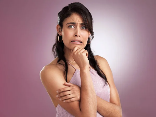 Oops Bad Beautiful Young Woman Disbelief Her Arms Folded Her — Foto Stock