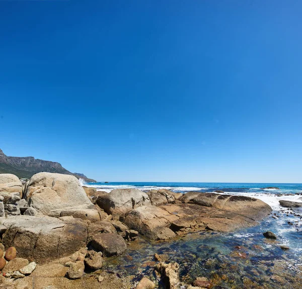 Rocky Coastline Camps Bay Western Cape Ocean View Camps Bay — Foto de Stock