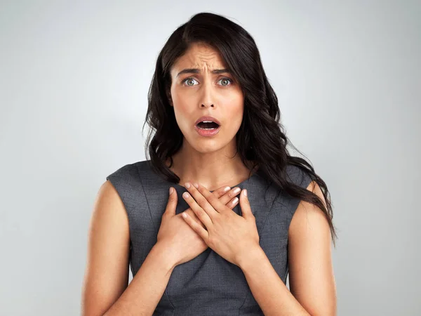 One Likes Hear Bad News Young Woman Looking Surprised While — Stockfoto